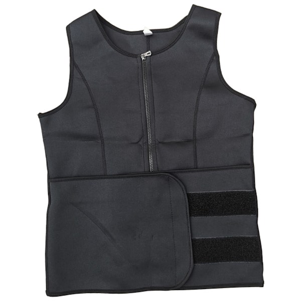 Menn Waist Trainer Glidelås Treningssvette Sauna Magekontroll Justerbar Belte Kropp Former Vest for Gå Ride Løpe Kroppsbygging Svart L