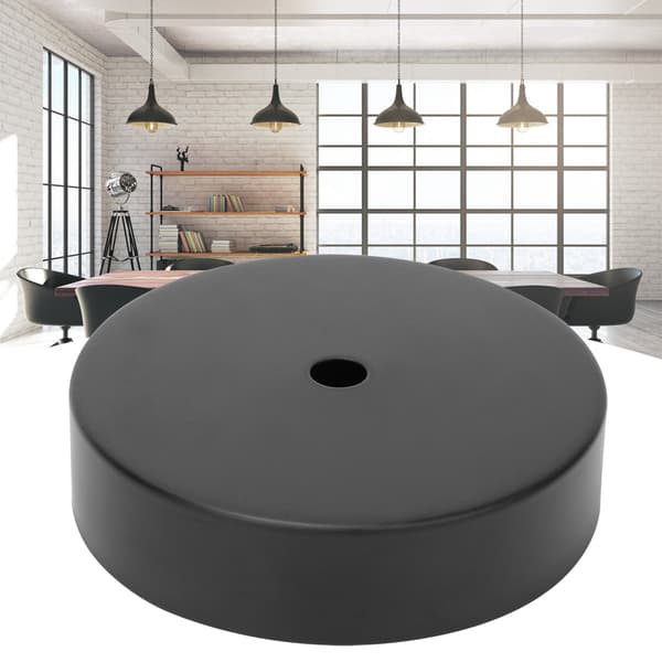 Aluminium Rund Form Loftlampe Lampefod Pæreholder DIY Lys Tilbehør Sort