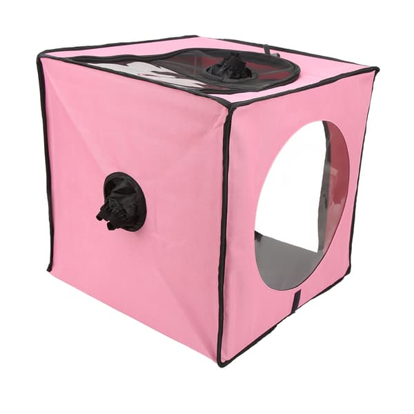 Husdjurstorkrum Nylon Oxfordduk Meshdesign Vikbar Husdjurstorkbur för Valp Camping Resa Rosa