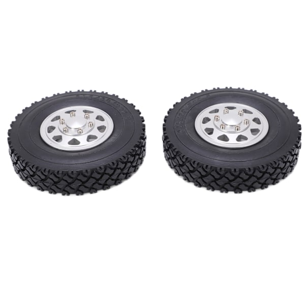 2 kpl Metalliseos Etunapa Kumirenkailla Tamiya 1/14 RC Perävaunu Traktori Kuorma-auto Auto Hopea