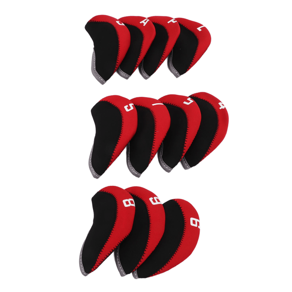 11 STK Golfklubba Headcover Set Neopren Numrerad Golf Club Head Protector för Outdoor Red