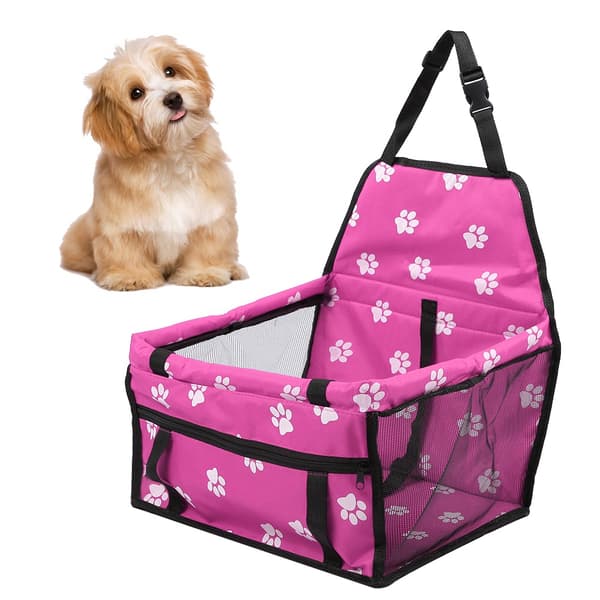 Vikbart bilskydd för husdjur, hund, Oxford-tyg, bärnätkorg, rosa