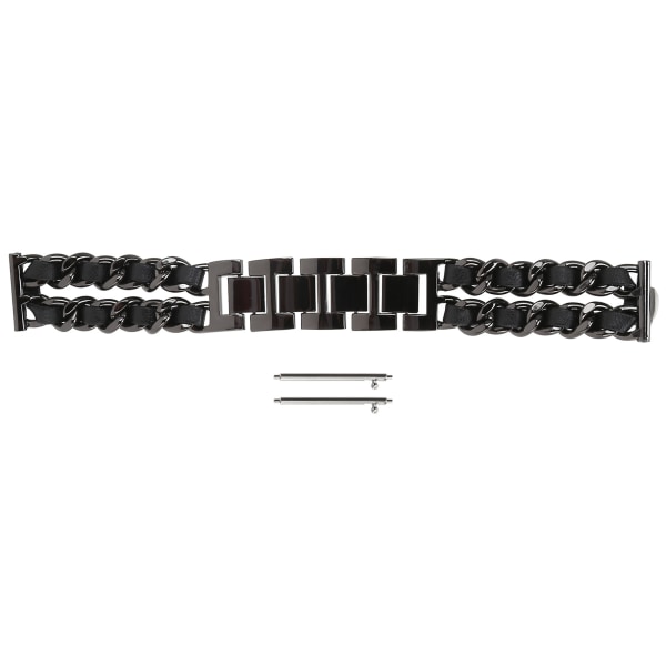 Watch Metall dubbelkedjebytesband kompatibelt för Huawei Watch 22mm svart läder