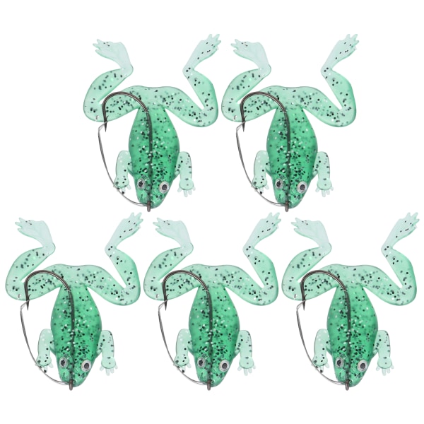 5 st Artificiell Simulering Transparent Grön Enkelkrok Mjukt lockbete Antihängande