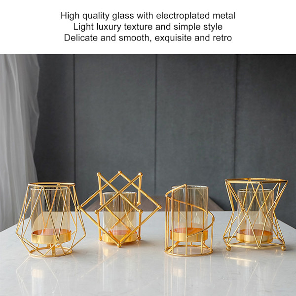 11x14,5 cm Vas Guld Genomskinligt Glas Dekorativ Robust Blomvas För Bröllop Konstnärlig