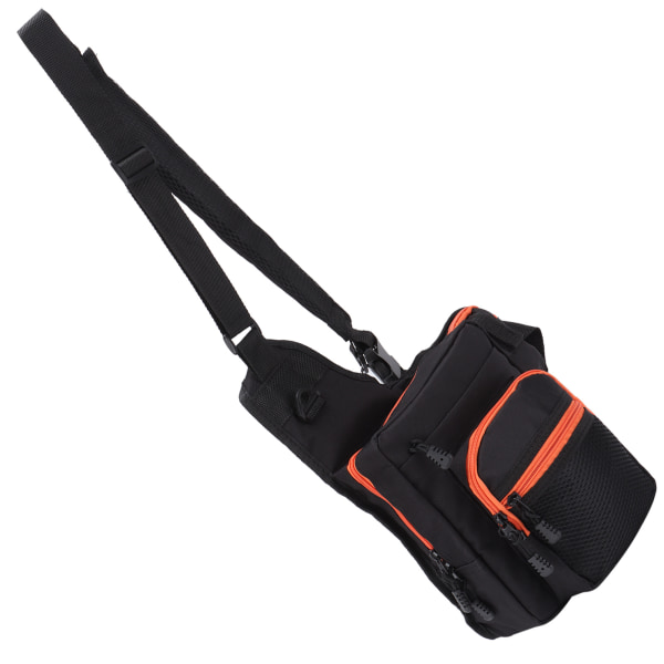 Polyester multifunksjonell fiskeutstyr Crossbody-veske med justerbare skulderstropper (svart)
