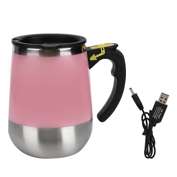 USB-ladet rustfritt stål elektrisk magnetisk vannkrus Melk Kaffe Selvrørende Blandemugge 400ml Rosa