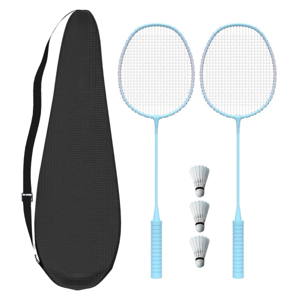 Badmintonracketset för utomhusspel i trädgården, inklusive 2 racketar, 3 nylonbollar och 1 bärväska för nybörjare, vuxna, grön