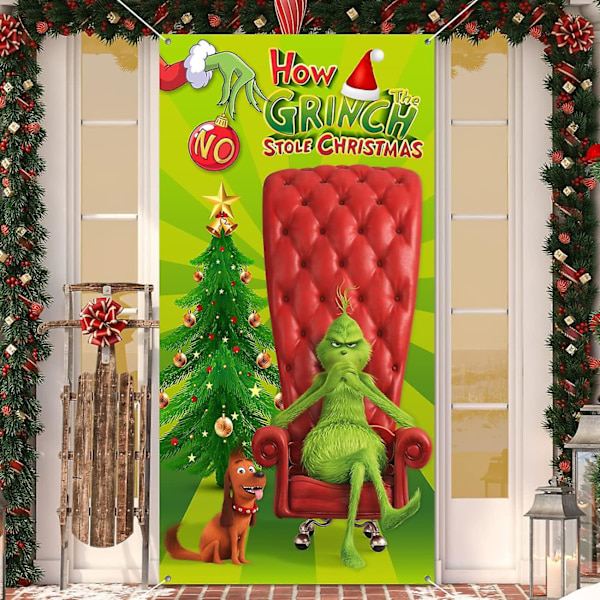 Julepynt til døren, Grinch julepynt Grinch dørpynt grøn baggrund