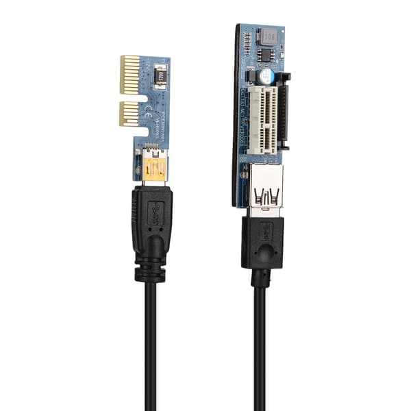 PCI-E 1X forlængerkabel ledning Riser Card Power USB Extender 30cm Sort