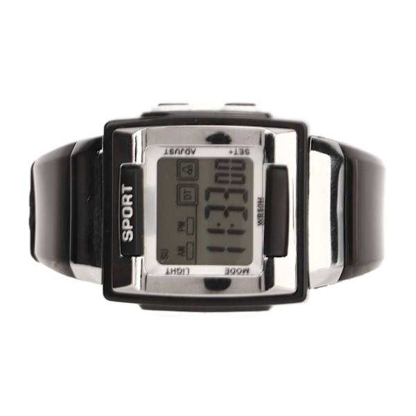 Digital watch Fashion Quadrate Vattentät stor skärm självlysande elektronisk watch för daglig sport simning Svart