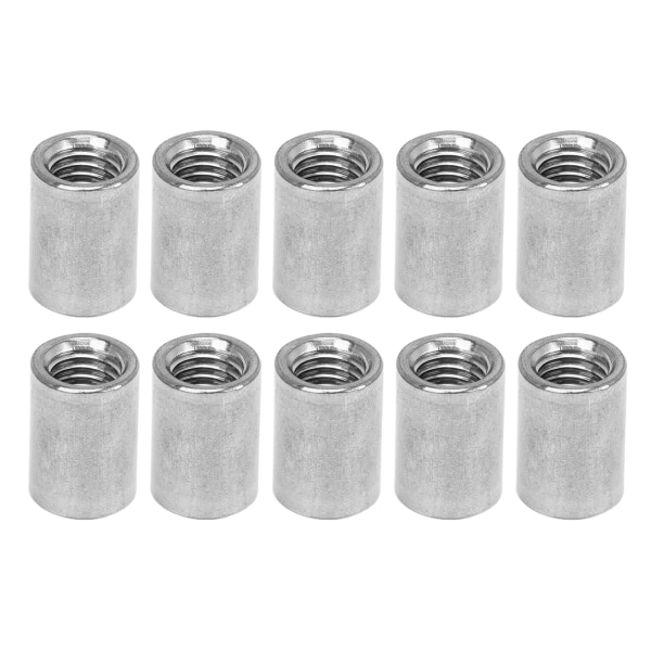 10 stk runde koblingsmuttere 304 rustfritt stål hunngevind sylindrisk koblingsmutter for reparasjon