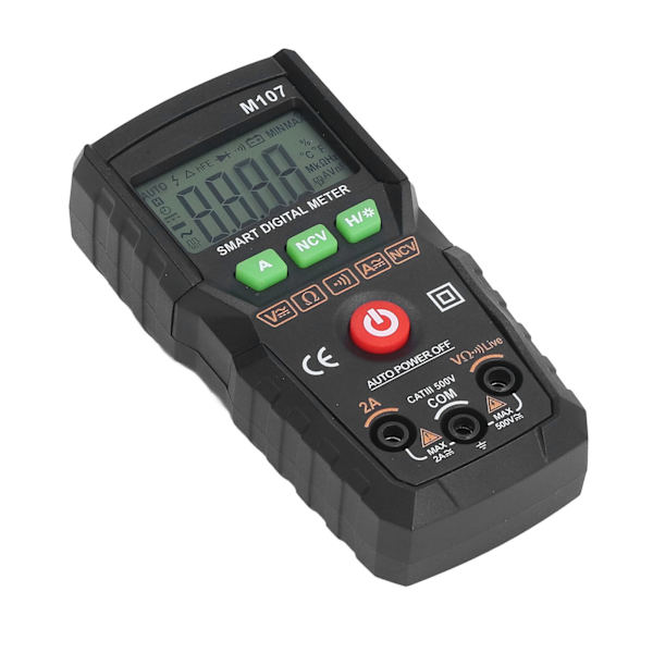 Digitalt multimeter fuldautomatisk multimeter AC DC spænding modstand kontinuitet dioder bærbar multimeter til test sort