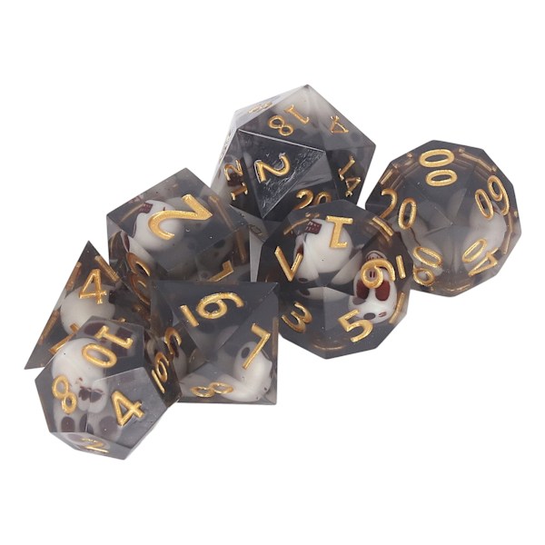 Polyhedral terningesæt rollespil epoxyharpiks gennemsigtig kraniet terning til matematikundervisning brætspil