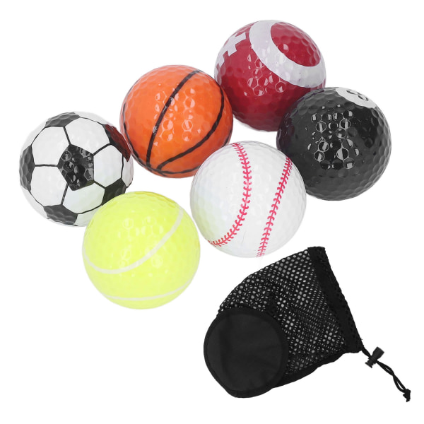 6 stk Golf Sports Treningsballer Fargerike Golf Øvingsball Gavesett Diverse Baller Elementer Nyhet Golfball for Golftrening