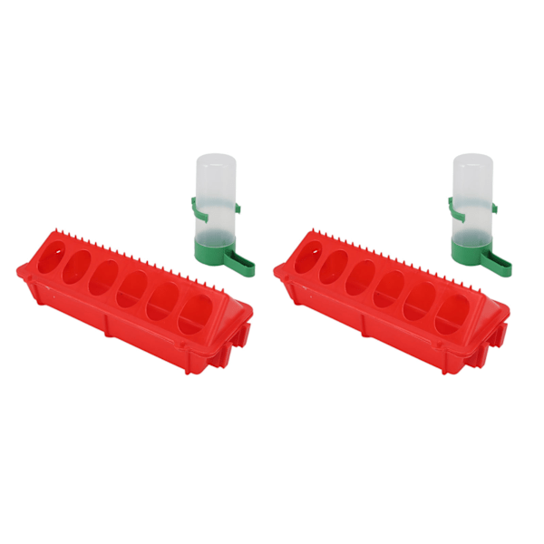2Set Flip Top Chick Birds Vattenmatare PP Kycklingtråg Automatisk Matare med Splatter Proof Cover Fjäderfä Utrustning L Vattenautomat 140ML