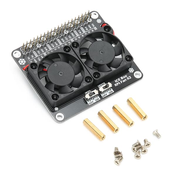 Køleventilator til Raspberry Pi Køleplade Udvidelseskort LED Lys Dobbelte Ventilatorer C2448