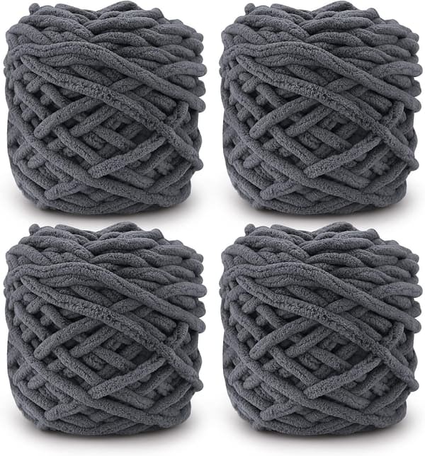 Broderigarn 4x Broderigarn til hækling, Blødt og tykt garn til garnprojekter dark gray