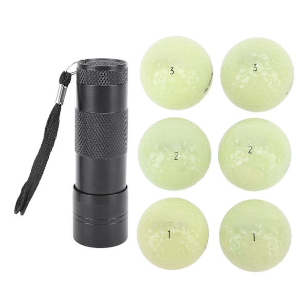 6 stk. Selvlysende Golfballer for Nattsport Fluorescerende Selvlysende i Mørket Golfball Langvarige Lyse Lysende Baller for Menn Kvinner