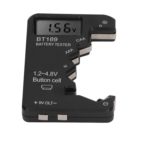 Batteritester Kapacitetstester Måler Digitalt Displayværktøj til AA AAA 6F22 9V 1.5V Sort