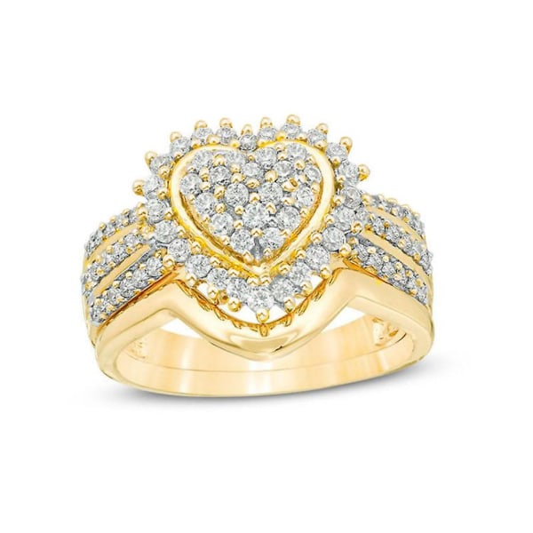 Mote kvinner Cubic Zirconia innlagt hjerte fingerring bryllupsfest smykker gave Rose Gold US 9