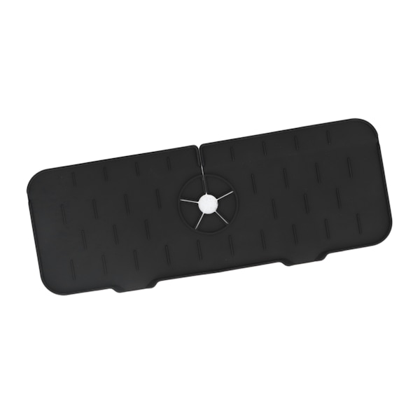 Vattenabsorberande matta för kran, tvättbar, återanvändbar, i silikon, för diskbänk, bänkskiva, vattenuppsamlare för kök, badrum, husbil, 45 x 14 cm, svart