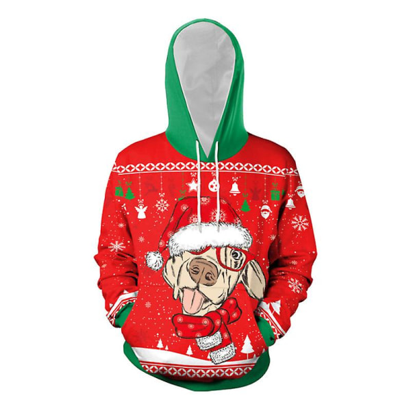 Par søde 3d julemandsprint Ugly Christmas Kangaroo Sweatshirt med lommer Hættetrøjer Pullover