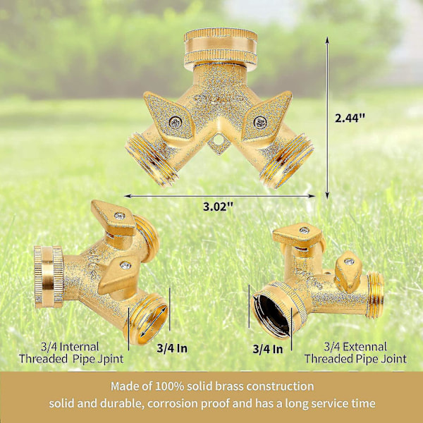 Heavy Duty Solid Messing 2-vejs haveslangedeler