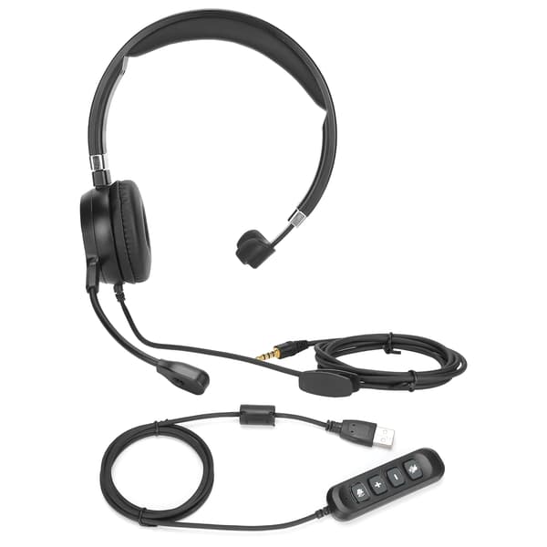 Monaural Headset Støjreducerende Mikrofon Lydstyrkekontrol Telefon