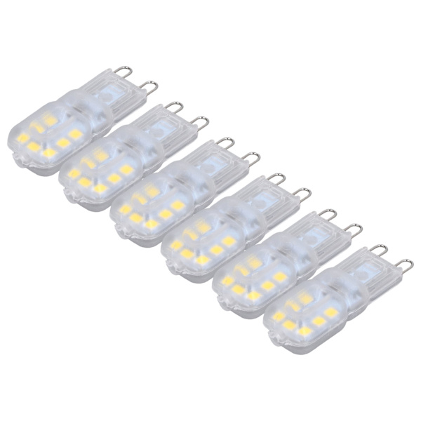 G9-lampa dimbar ögonskyddande energibesparande 14 LED 3W glödlampa för ljuskrona bordslampa 6 st vitt ljus 220V