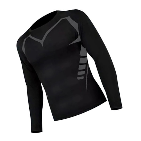 Tränings-Sweatshirt för Män, Tight, Långärmad, Snabbtorkande, Sport, Utomhuslöpning, Fitnesskläder, Svart, XL