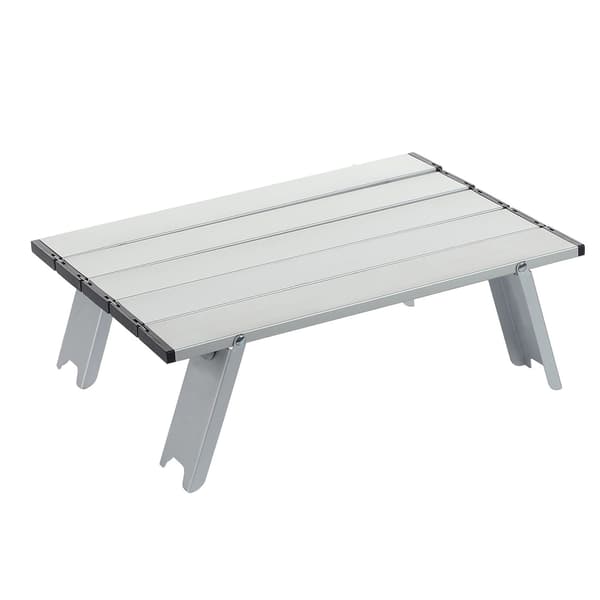 Litet Utomhus Fällbord Aluminiumlegering Portabelt Camping Fällbord för Strand Picknick Silver