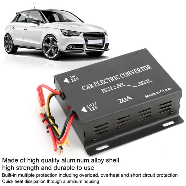 20A Høj Effekt Bil Strømforsyning Konverter 24V til 12V Step Down Inverter