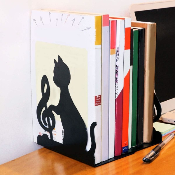Bokstöd i rostfritt stål, för att stödja stora och tunga böcker eller hemmakontor (Musikaalinen kissa)