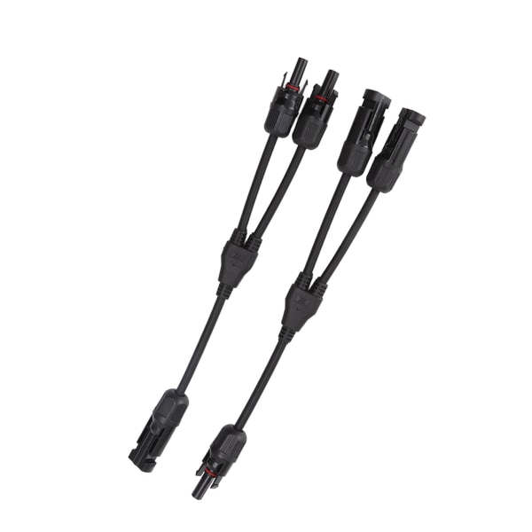 2 STK Y Branch Solar Connectors 1 til 2 Splitter Solar PV Parallel Adapter Kabel Ledningsstik 1000V DC Sort