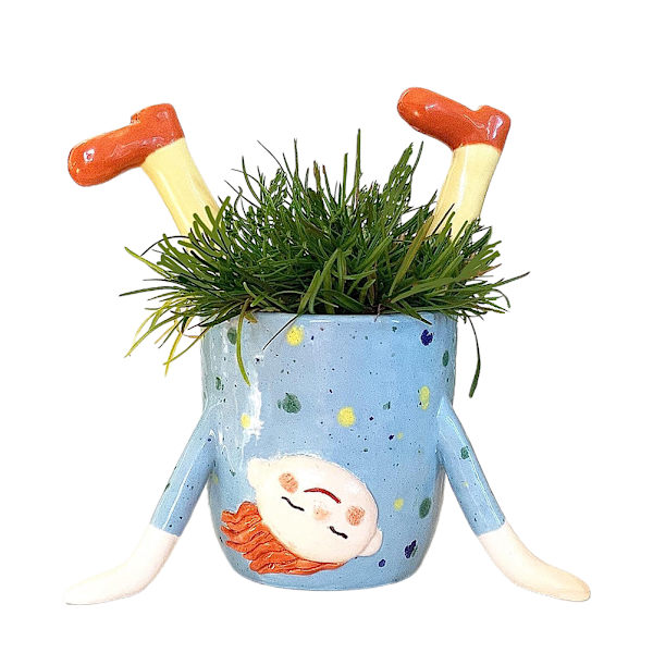 Søt jente blomsterpotte morsom harpiks plantepotte planter sukkulent planter skrivebordsornament
