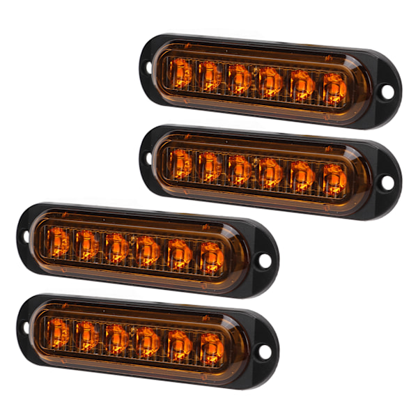 4 stk. Sidelys til lastebil Høy lysstyrke 90LM IP65 Vanntett 6 LED Lastebil Nødlys 12‑24V Gul