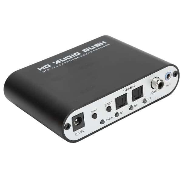 5.1CH DTS Dolby Converter AC3 Audio Decoder Digital Optisk Coax til Analog Lyd til Hjemmekoncertsal Biograf (HostUSB+Optisk Fiber)