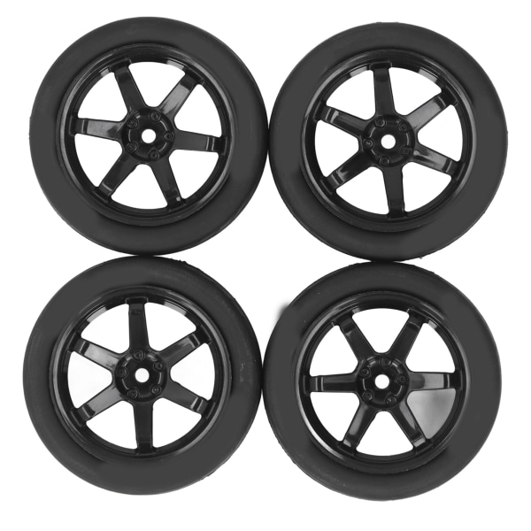 4 stk. RC Bil Dæk Gummi Plast Universal RC Bil Hjul til Tamiya TT01 TT02 XV01 XV02 1/10 Fjernstyret Køretøj Sort
