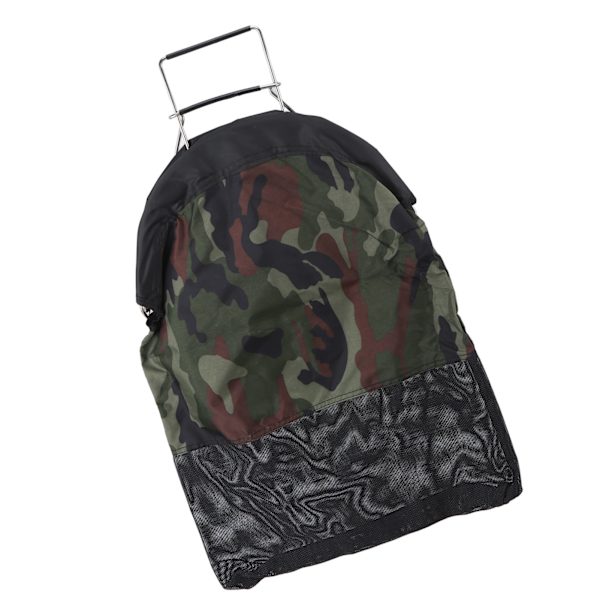 Fiskenet Taske Mesh Taske Rustfrit Stål Fjeder Nylon Camouflage Foldbar Stor Kapacitet Holdbar Oxford Klud Enhåndsbetjening til Fiskeri Dykning
