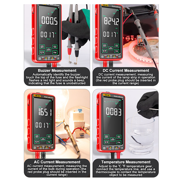 Digitalt multimeter med fuld skærm VA LCD automatisk rækkevidde modstandsspænding strømtester 6000 tællinger