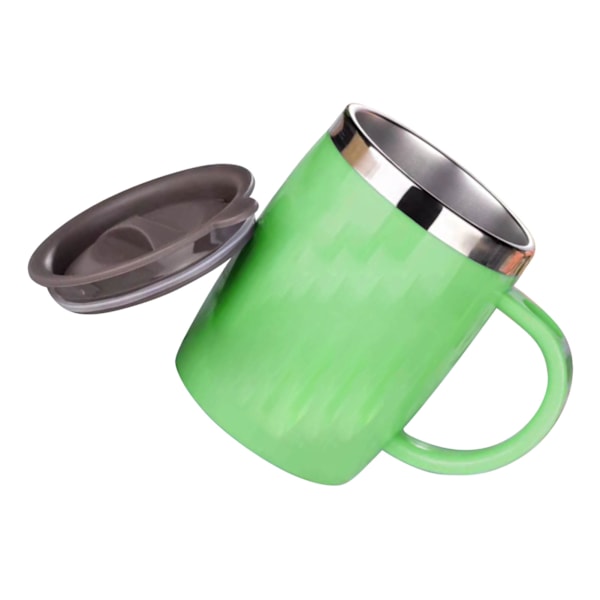 304 Rostfritt stål Kaffe Mugg med Lock Söt Drop Resistent Dricka Mugg för Kontor Hem Grön 420ml