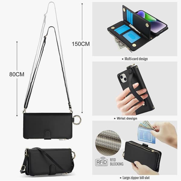 Crossbody Pung Læderetui Til iPhone 11 Pro Max / 11 Pro / iPhone 11 Sort Black For iPhone 11