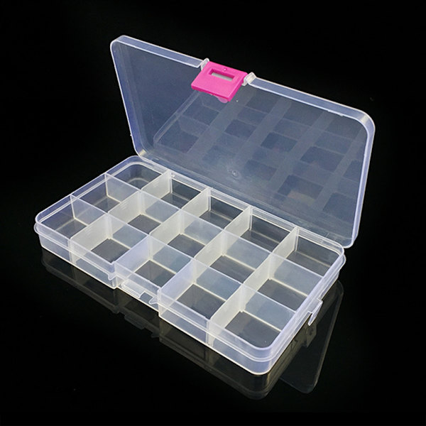 15 Fack Justerbar Plast Fiskedrag Krok Tackle Box Case Organizer