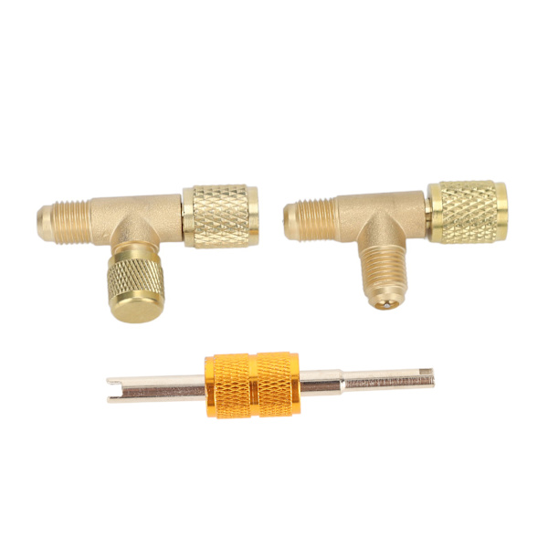 1/4in Ventilkjerne Messing T-adapter Hurtigkobling Adgang T-fittings til Vakuummåler R22 R12 R134 Kølemiddel