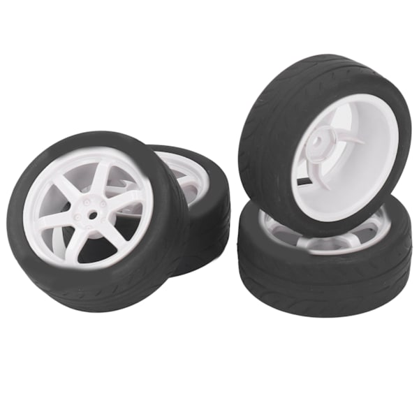4 stk. RC Bil Dæk Gummi Plast Universal RC Bil Hjul til Tamiya TT01 TT02 XV01 XV02 1/10 Fjernstyret Køretøj Hvid