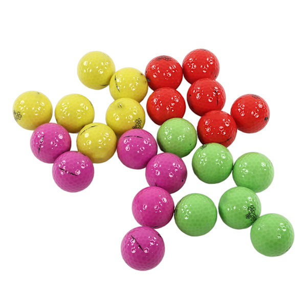 24 stk golfboldsæt gummi farverigt god modstandsdygtighed 2-lags golfbold til kvinder indgangsspillere B153