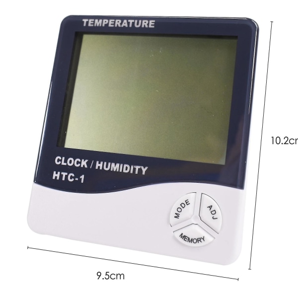 LCD digital temperatur- og fuktighetsmåler med klokke og alarm