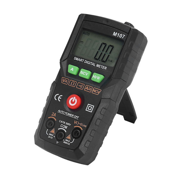 Digitalt multimeter fuldautomatisk multimeter AC DC spænding modstand kontinuitet dioder bærbar multimeter til test sort