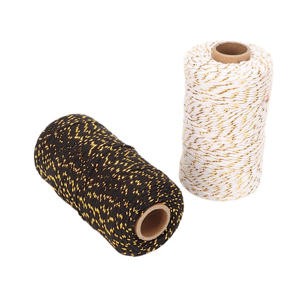 2 rullar Twine String Safe 0,08in 109yd Bomull Multi färger Bakersgarn för inslagning och dekoration